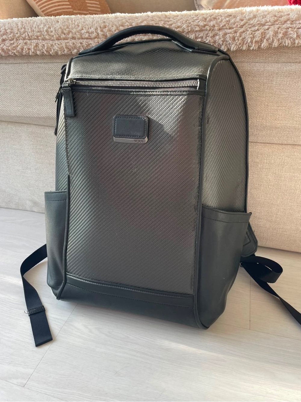 TUMI CFX Watkins 35630CB Carbon Fiber Leather Laptop Backpack Black